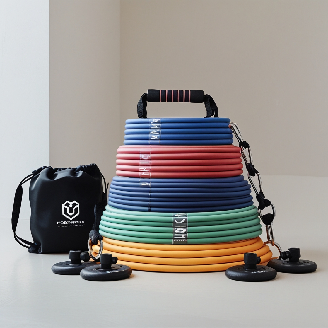 Stackable Resistance Tube Set (5 Levels + Anchors)